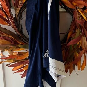 Adidas Dark Blue and White Striped Shorts